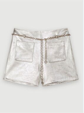 Maje Metallic leather shorts size 34